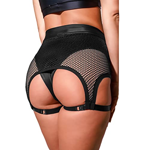 BZB Damen Booty Shorts Trendy High Waist Yoga Hot Pants Festival Strumpfband Clubwear Pole Dance Shorts, Schwarz, X-Groß von BZB