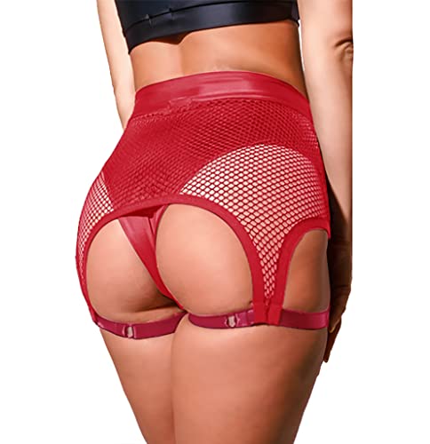 BZB Damen Booty Shorts Trendy High Waist Yoga Hot Pants Festival Strumpfband Clubwear Pole Dance Shorts, Weinrot, XX-Large von BZB