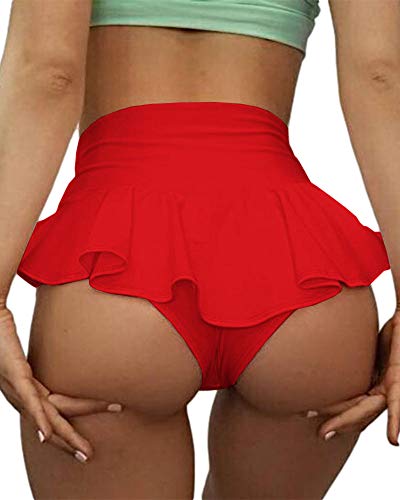 BZB Yoga-Shorts für Damen, mit Ausschnitt, hohe Taille, Fitnessstudio, Workout, aktiver Po, Lifting, X-red, Klein von BZB