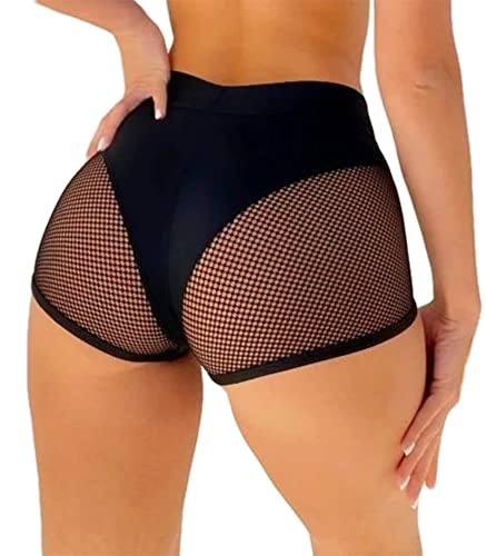 BZB Yoga-Shorts für Damen, mit Ausschnitt, hohe Taille, Fitnessstudio, Workout, aktiver Po, Lifting, Xy-schwarz, X-Groß von BZB