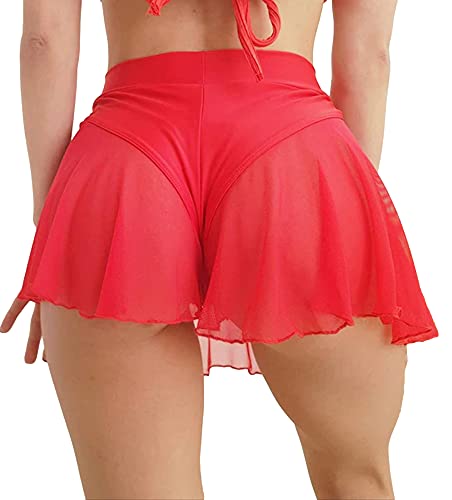 BZB Yoga-Shorts für Damen, mit Ausschnitt, hohe Taille, Fitnessstudio, Workout, aktiver Po, Lifting, Z-red, Klein von BZB