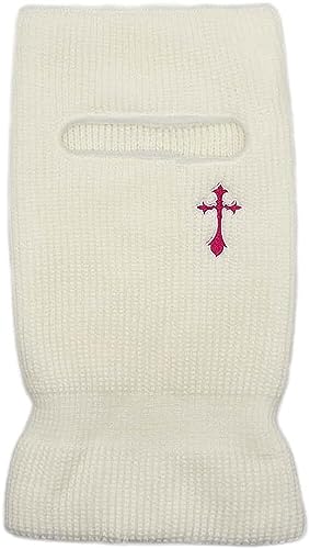 BZHYUWAOU Winter Gestrickte Sturmhaube, Ski-Vollgesichtsmaske, Stickerei, Wärmende Mütze for Männer Und Frauen, Outdoor-Aktivitäten(White) von BZHYUWAOU