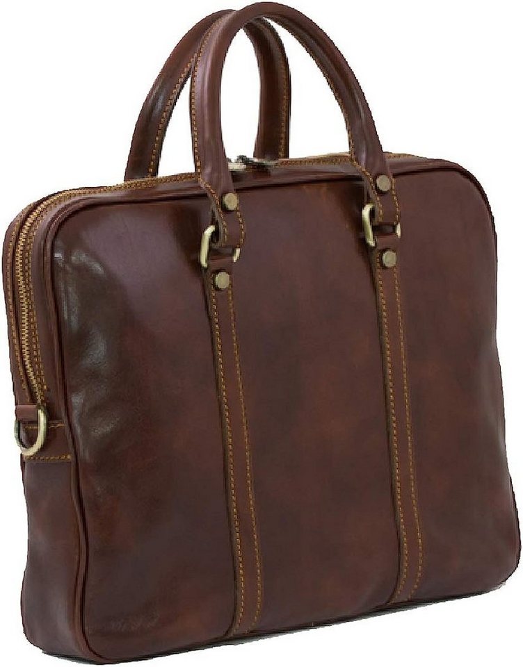 BZNA Aktentasche Andrea Firenze Business vegetable tanned Designer Laptop Ledertasche von BZNA