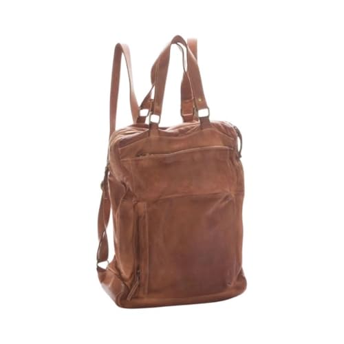 BZNA Bag Flipp Cognac Backpacker Designer Rucksack Damenhandtasche Schultertasche Leder Italy Neu von BZNA