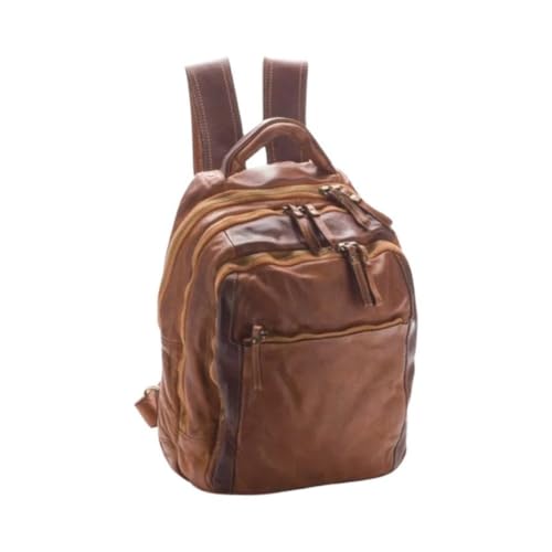 BZNA Bag Bernd Cognac Backpacker Designer Rucksack Damenhandtasche Schultertasche Leder Italy Neu von BZNA