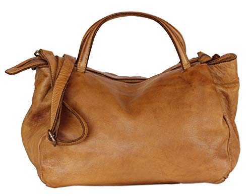 BZNA Bag Diana cognac Italy Designer Damen Handtasche Schultertasche Tasche Leder Shopper Neu von BZNA