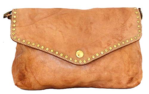 BZNA Bag Donia cognac Clutch Italy Designer Damen Handtasche Schultertasche Tasche Schafsleder Shopper Neu von BZNA