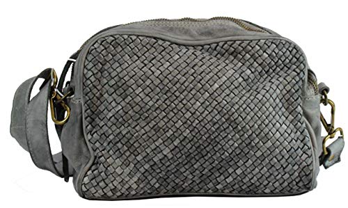 BZNA Bag Lucy Grau grey Italy Designer Clutch Braided Ledertasche Umhängetasche Damen Handtasche Schultertasche Tasche Leder Shopper Neu von BZNA