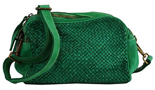 BZNA Bag Lucy Grün green Italy Designer Clutch Braided Ledertasche Umhängetasche Damen Handtasche Schultertasche Tasche Leder Shopper Neu von BZNA