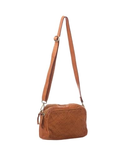BZNA Bag Lucy cognac Italy Designer Clutch Braided Ledertasche Umhängetasche Damen Handtasche Schultertasche Tasche Leder Shopper Neu von BZNA