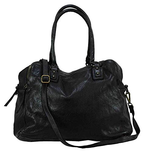 BZNA Bag Lue schwarz Italy Designer Messenger Damen Handtasche Schultertasche Tasche Leder Shopper Neu von BZNA