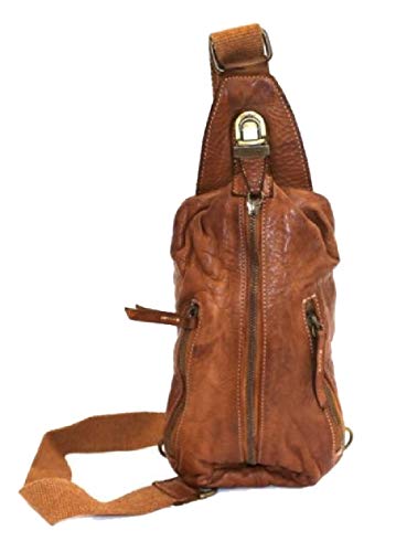 BZNA Bag Martin cognac Italy Designer Gürteltasche Bauchtasche Fanny Bag Umhängetasche Schultertasche Tasche Leder Shopper Neu von BZNA