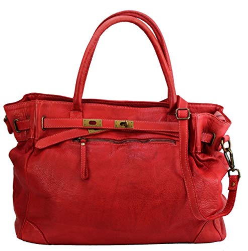 BZNA Bag Mila Rot rosso vintage Italy Designer Business Damen Handtasche Ledertasche Schultertasche Tasche Leder Shopper Neu von BZNA