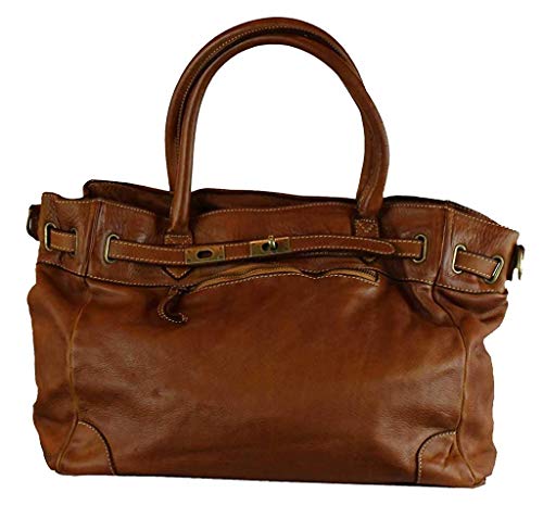 BZNA Bag Mila cognac vintage Italy Designer Business Damen Handtasche Ledertasche Schultertasche Tasche Leder Shopper Neu von BZNA