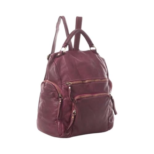 BZNA Bag Stella weinrot vintage Backpacker Designer Rucksack Damenhandtasche Schultertasche Leder Nappa sheep ItalyNeu von BZNA