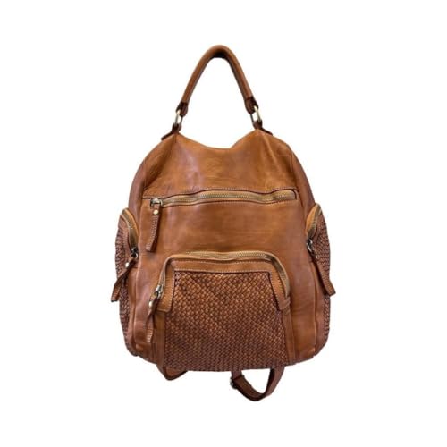 BZNA Bag Svetta Cognac Backpacker Designer Rucksack Damenhandtasche Schultertasche Leder Italy Neu von BZNA