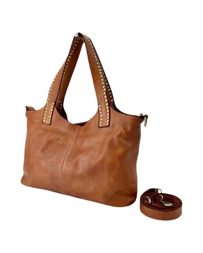 BZNA Handtasche Madrid Italy Designer Schultertasche Shopper, mit Nieten von BZNA