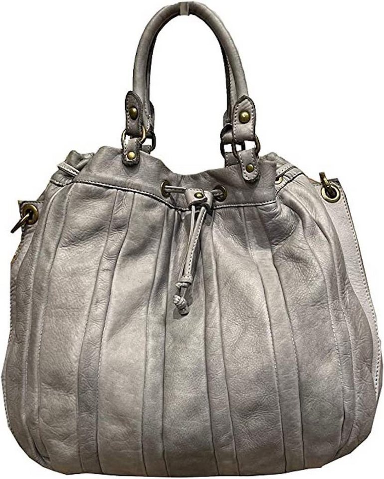 BZNA Handtasche Thora Italy Designer Damen Schultertasche Shopper, Frontmuster aus Glattleder mit Längsstreifen von BZNA