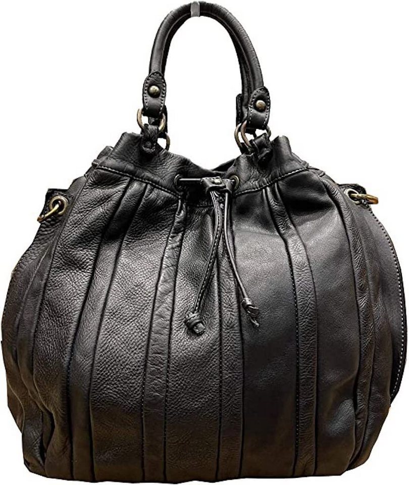 BZNA Handtasche Thora Italy Designer Damen Schultertasche Shopper, Frontmuster aus Glattleder mit Längsstreifen von BZNA