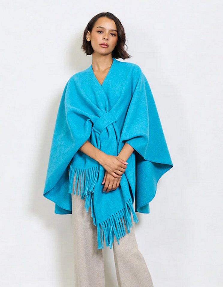 BZNA Poncho BZNA Valerie Strickponcho - Wolltuch mit Fransen - Cape MADE IN ITALY mit Fransen von BZNA