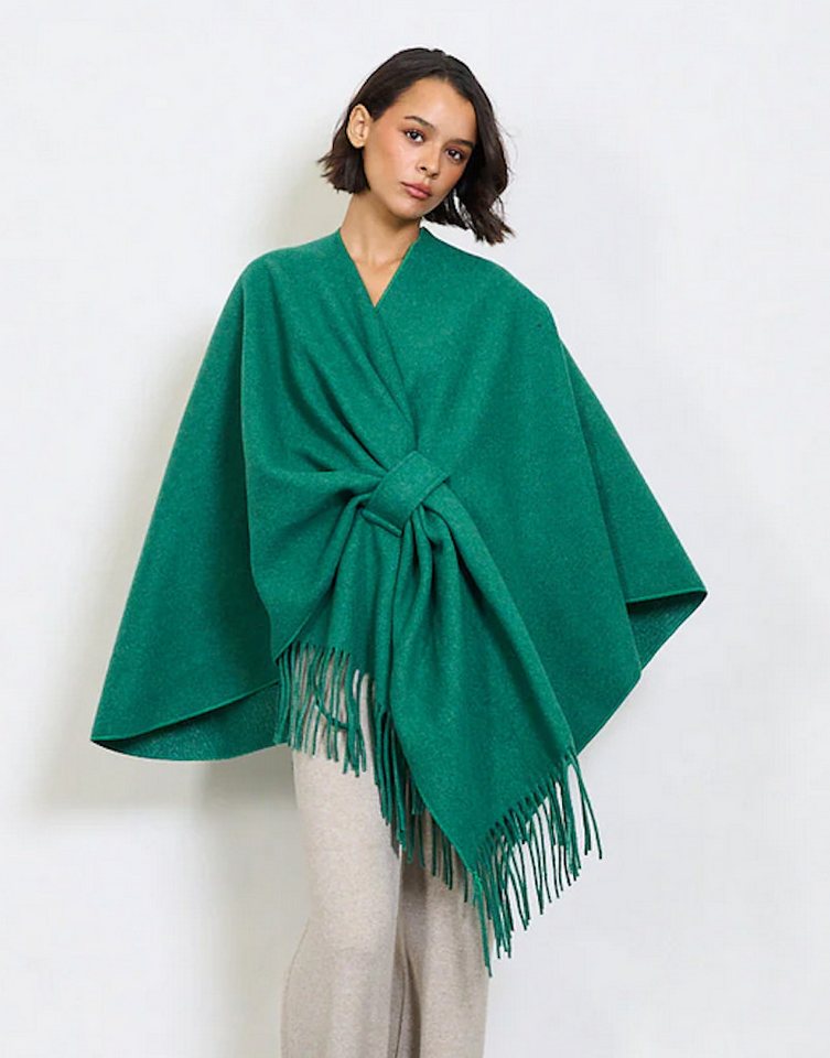 BZNA Poncho BZNA Valerie Strickponcho - Wolltuch mit Fransen - Cape MADE IN ITALY mit Fransen von BZNA