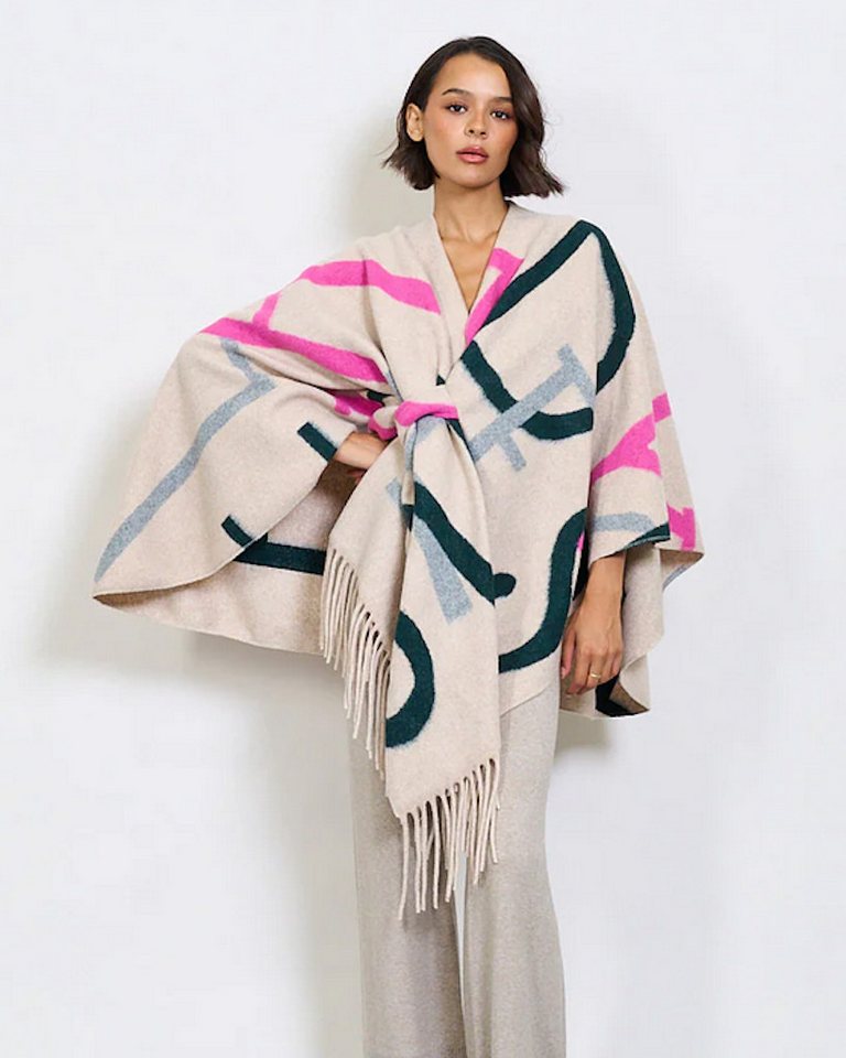 BZNA Poncho BZNA Valerie Strickponcho - Wolltuch mit Fransen - Cape MADE IN ITALY mit Fransen von BZNA