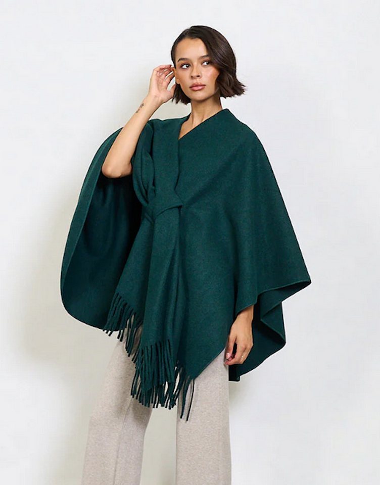 BZNA Poncho BZNA Valerie Strickponcho - Wolltuch mit Fransen - Cape MADE IN ITALY mit Fransen von BZNA