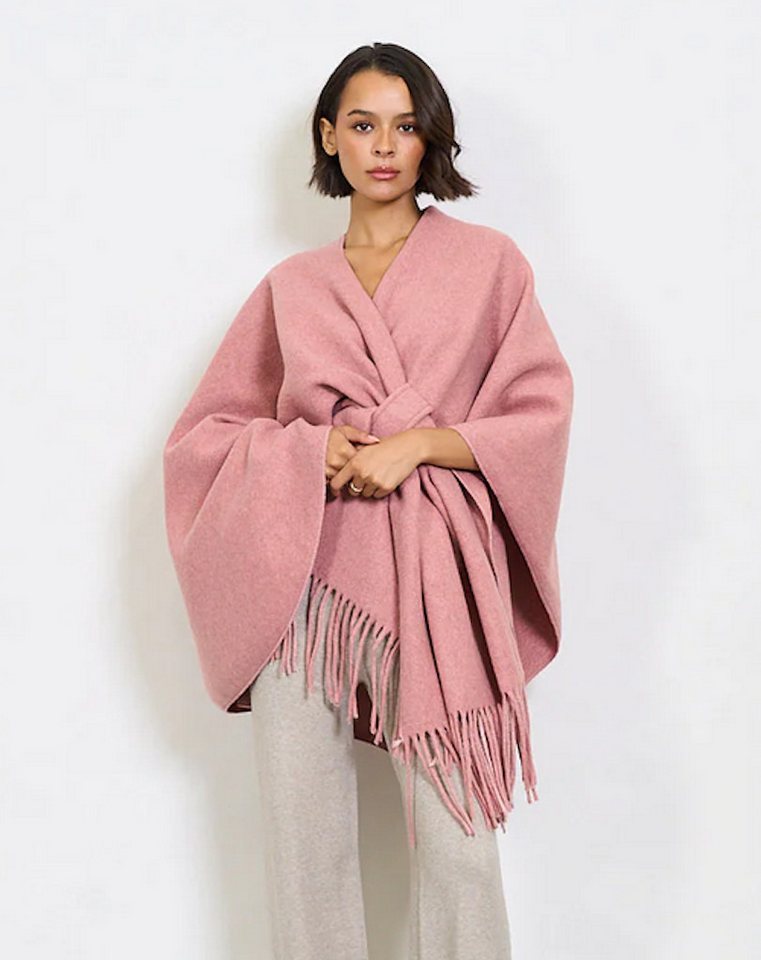 BZNA Poncho BZNA Valerie Strickponcho - Wolltuch mit Fransen - Cape MADE IN ITALY mit Fransen von BZNA