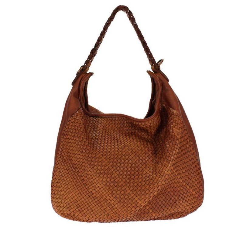 BZNA Schultertasche Manja Italy Designer Damen Handtasche Umhängetasche Tasche, geflochtenes Leder Front von BZNA