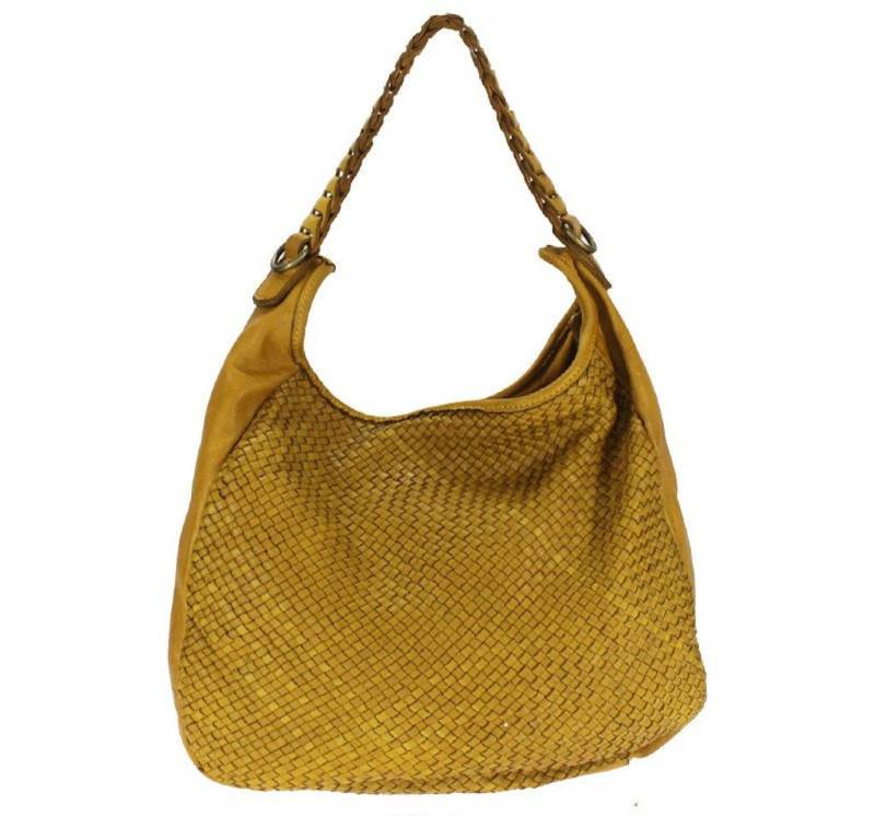 BZNA Schultertasche Manja Italy Designer Damen Handtasche Umhängetasche Tasche, geflochtenes Leder Front von BZNA