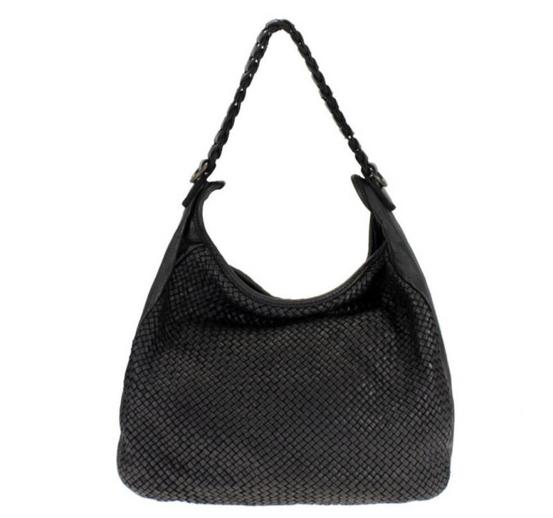 BZNA Schultertasche Manja Italy Designer Damen Handtasche Umhängetasche Tasche, geflochtenes Leder Front von BZNA