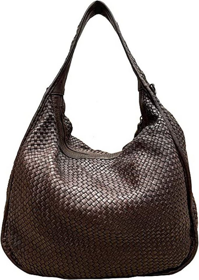 BZNA Schultertasche Sanna Italy Designer Damen Handtasche Shopper, Geflochtenes Leder von BZNA