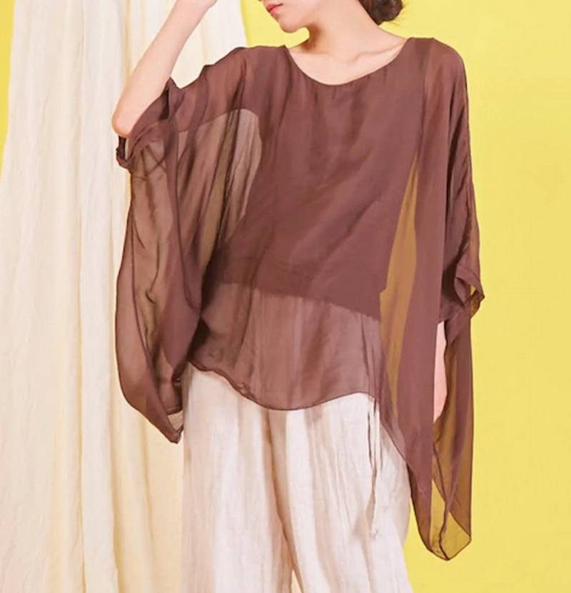 BZNA Seidenbluse Tunika Seidentunika Fledermaus Ärmel von BZNA