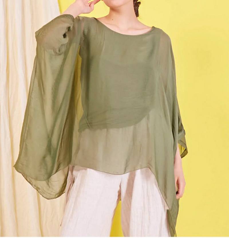 BZNA Seidenbluse Tunika Seidentunika Fledermaus Ärmel von BZNA