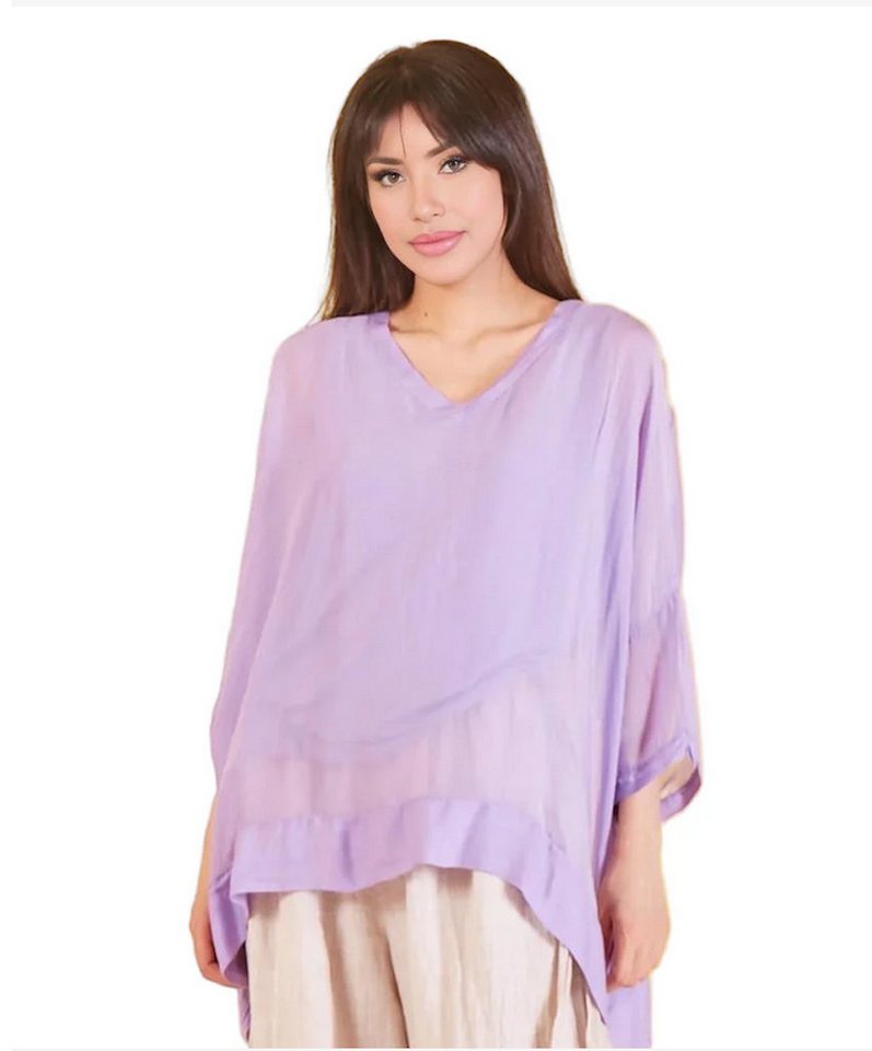 BZNA Seidenbluse Tunika Seidentunika V Ausschnitt Fledermaus Ärmel von BZNA