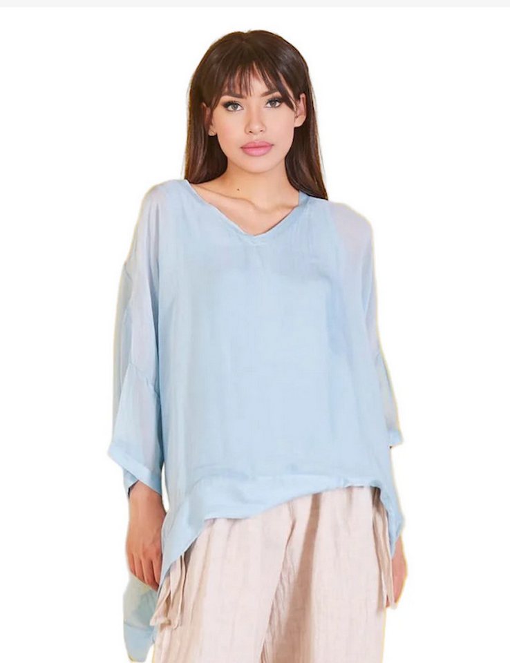 BZNA Seidenbluse Tunika Seidentunika V Ausschnitt Fledermaus Ärmel von BZNA