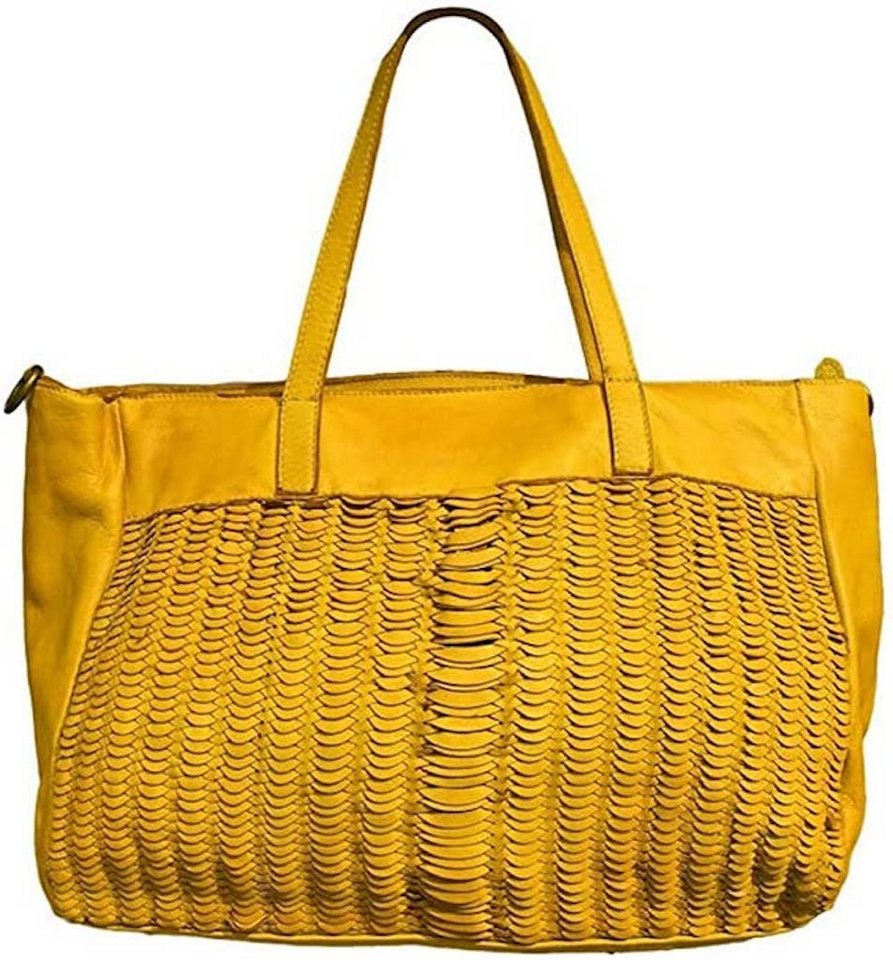 BZNA Shopper Bluna gelb Italy Designer Damen Handtasche Schultertasche Tasche Leder von BZNA