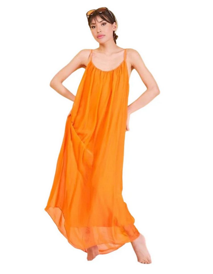 BZNA Sommerkleid Langes Seidenkleid Sommer DressUni Pailetten elegant mit Pailletten am Träger von BZNA
