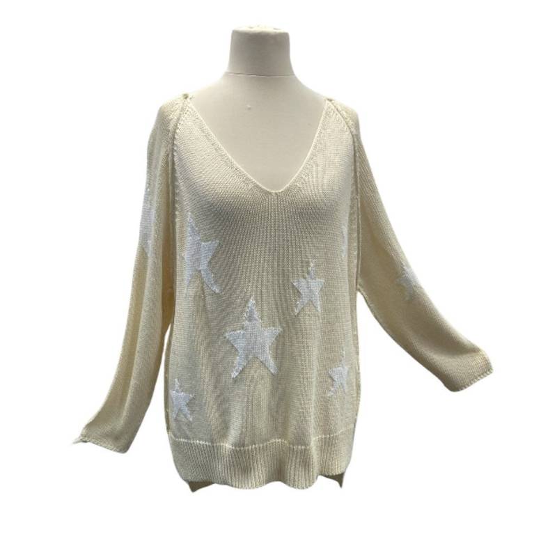 BZNA Strickpullover grober Strick Pullover mit Stern von BZNA