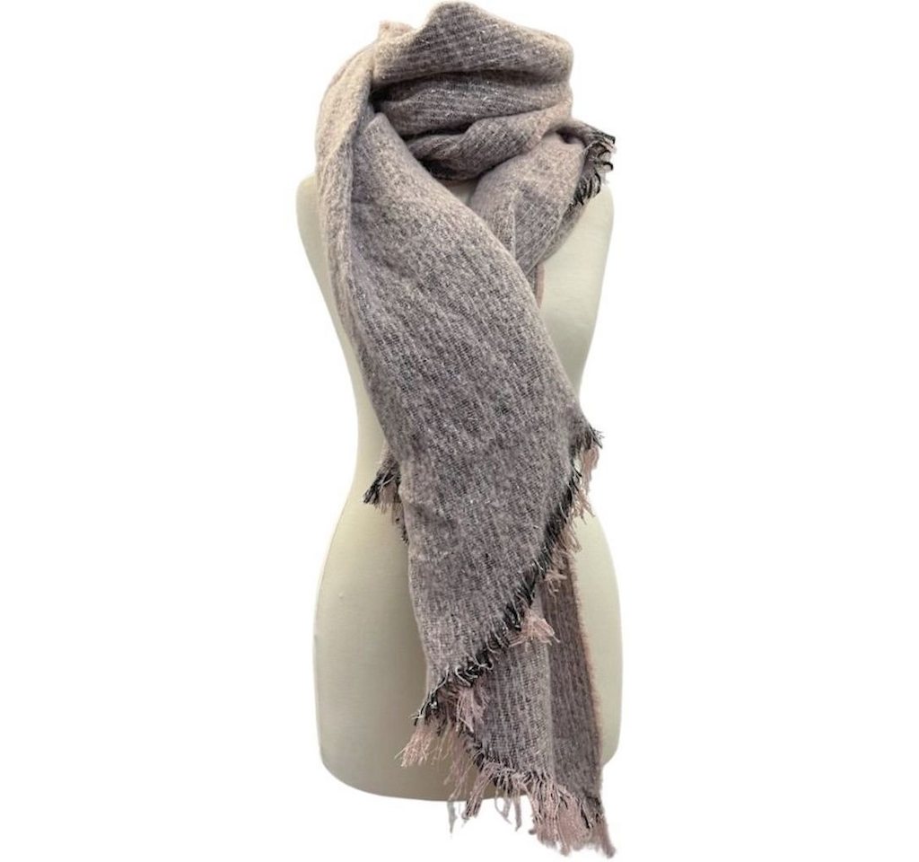 BZNA Wollschal Großer langer Breiter Kuschel Glitzer Damenschal Silber Stola von BZNA