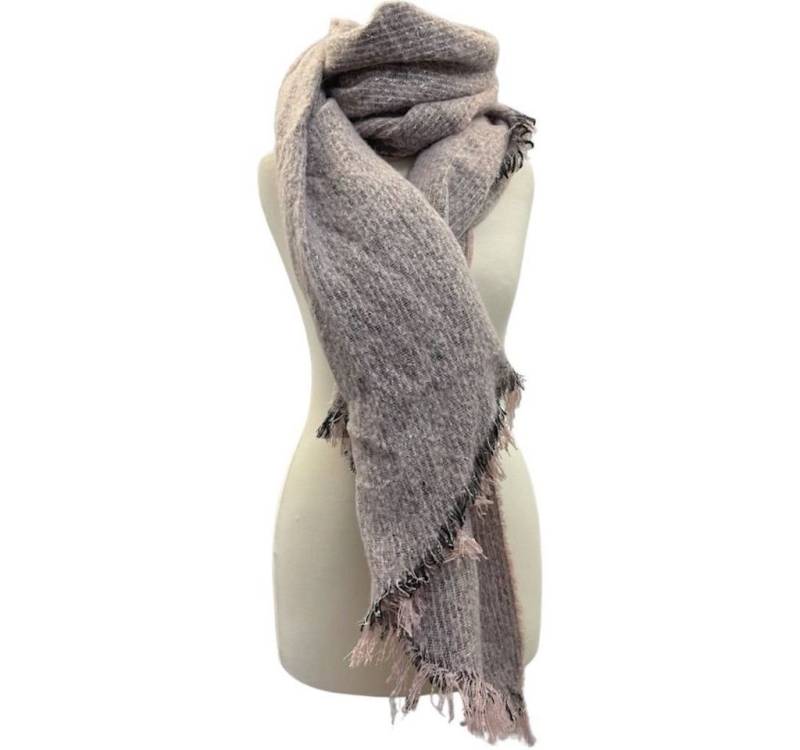 BZNA Wollschal Großer langer Breiter Kuschel Glitzer Damenschal Silber Stola von BZNA