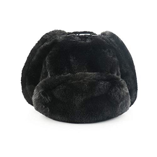 Russen Mütze Herren Schwarzer Trooper Hut Mens Army Military Russischer Ushanka Bomber Hut Winter Warm Caps Pilot Earflap Trapper -Black von BZNOO