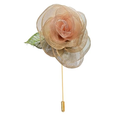 BZSDDY 5 * 10CM 6PCS Chiffon Tuch Gold Tuch Satin Blume Anstecknadel Abzeichen Blume Corsage Tuch Satin Blume Anstecknadel Brosche Pin Für Frauen Braut von BZSDDY