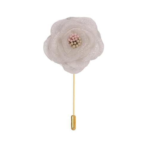 BZSDDY 5 * 9 cm 5/10 Stück Pailletten Guaze Chiffon Gold Tuch Satin Blume Anstecknadel Abzeichen Blume Corsage Stoff Satin Blume Anstecknadel Brosche Pin für Frauen Braut von BZSDDY