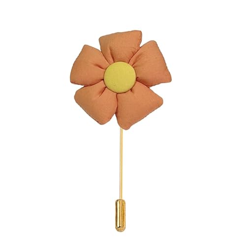 BZSDDY 7 * 10CM 6/12PCS Fünf Blütenblatt Blume Gold Tuch Satin Blume Anstecknadel Abzeichen Blume Corsage Tuch Satin Blume/Rosen Anstecknadel Brosche Pin Für Frauen Braut von BZSDDY