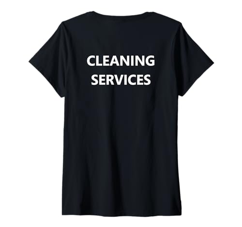 Damen Cleaning Services Crew Hausmeisteruniform (nur Rückseite Bedruckt) T-Shirt mit V-Ausschnitt von BZVXltHYBLWJHBSY Creations Co