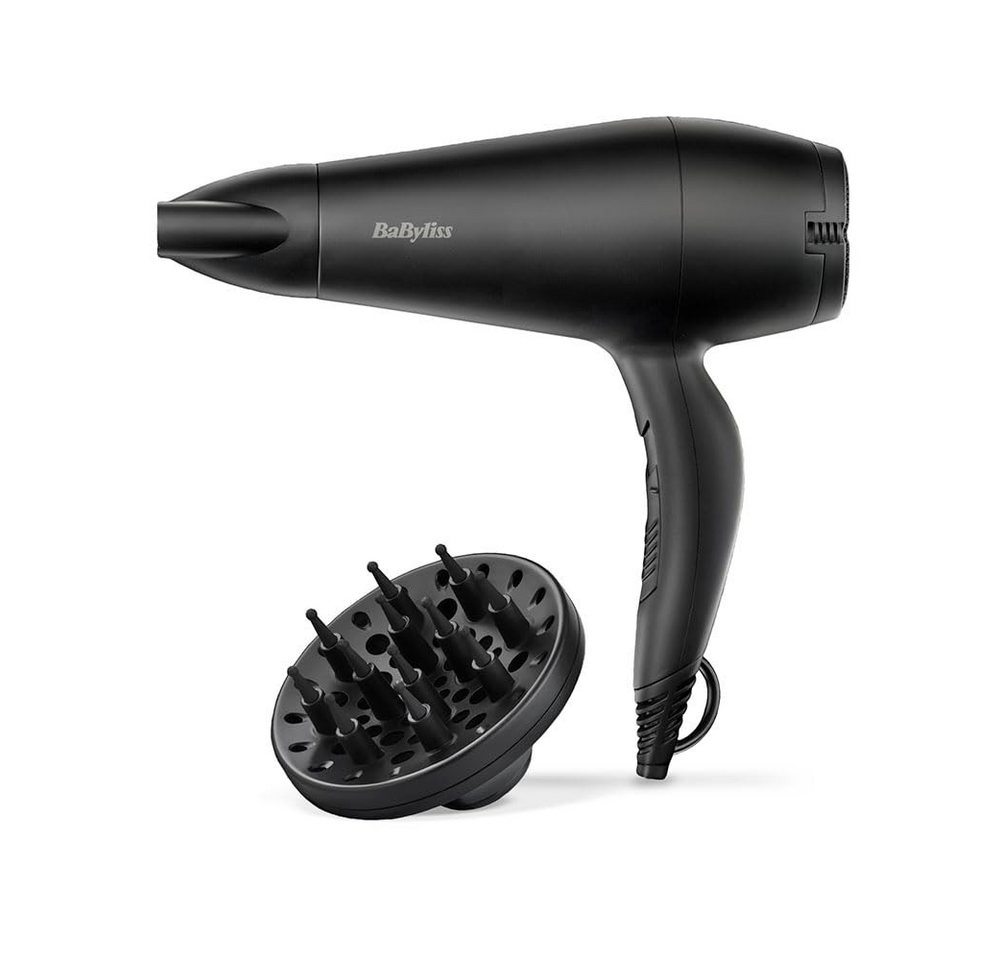 BaByliss Haartrockner D215DE Power Smooth 2000, 2000 Watt Power, Ionentechnologie, Diffusor, Kaltlufttaste von BaByliss