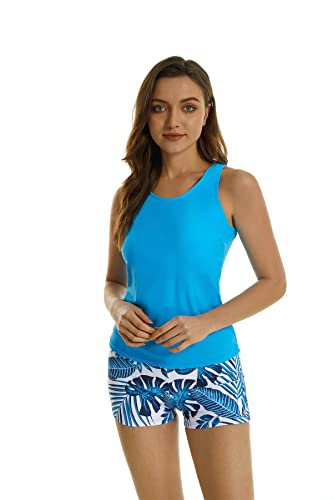 2-teilige Tankini-Badeanzüge für Damen, Tanktop, Badeanzüge mit Jungen-Shorts und BH, sportliche Badebekleidung (3XL, J2) von BaJooruly