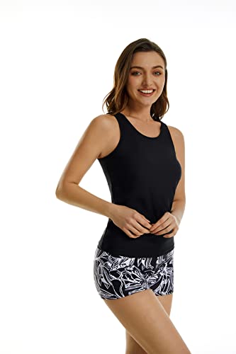 2-teilige Tankini-Badeanzüge für Damen, Tanktop, Badeanzüge mit Jungen-Shorts und BH, sportliche Badebekleidung (3XL, J7) von BaJooruly