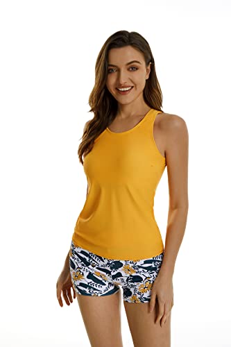 2-teilige Tankini-Badeanzüge für Damen, Tanktop, Badeanzüge mit Jungen-Shorts und BH, sportliche Badebekleidung (3XL, J8) von BaJooruly